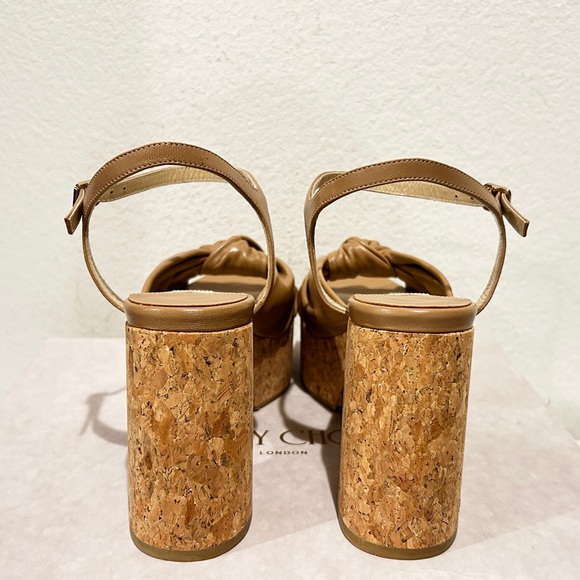 Jimmy Choo Heloise 95 leather platform sandals in Biscuit, Size 38.5, New in Box - Picture 3 of 8